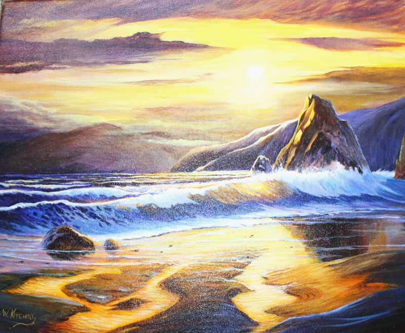 Hawaiian Sunset, oil on canvas painting by George Kitching