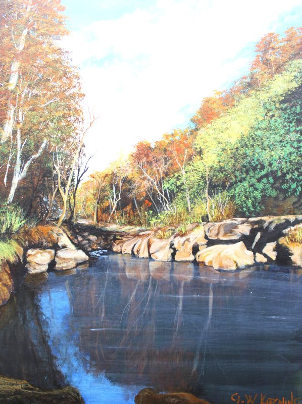 Reflections, acrylic on board painting by George Kitching