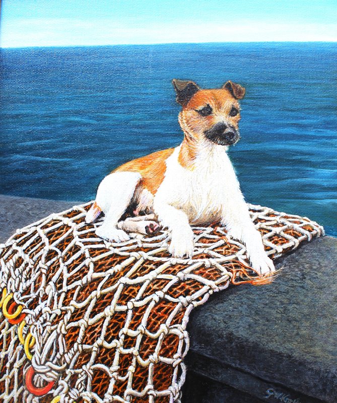 Skipper, acrylic on board painting by George Kitching