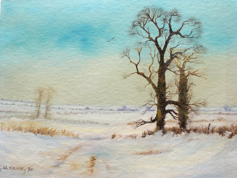 Winter Elms, acrylic on board painting by George Kitching